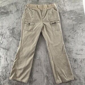 Motherhood Maternity Cargo Pants Womens L Khaki Pull On 30" Inseam Stretch Waist